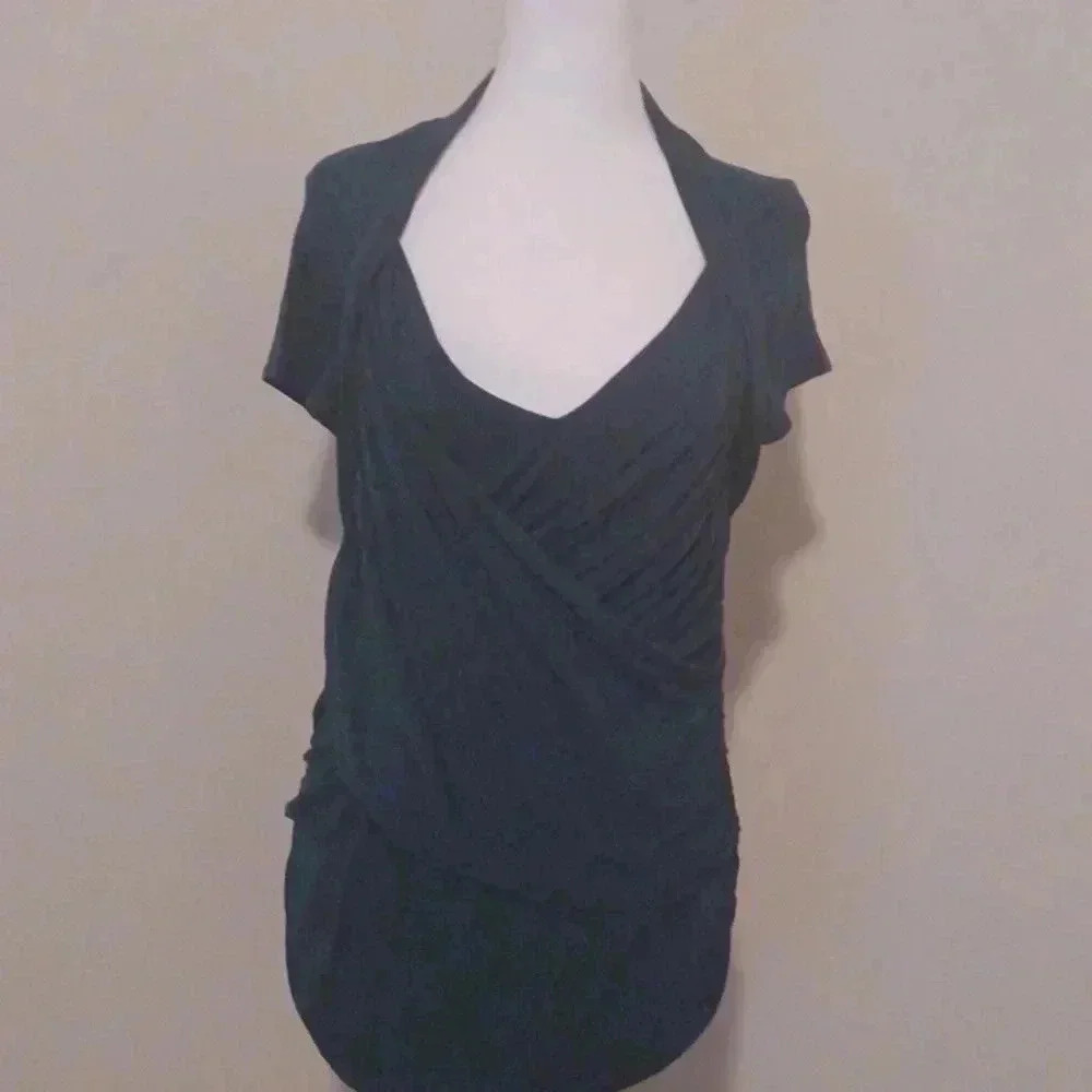 -- Saks Fifth Avenue Dark green top with interesting design Women's Size Small